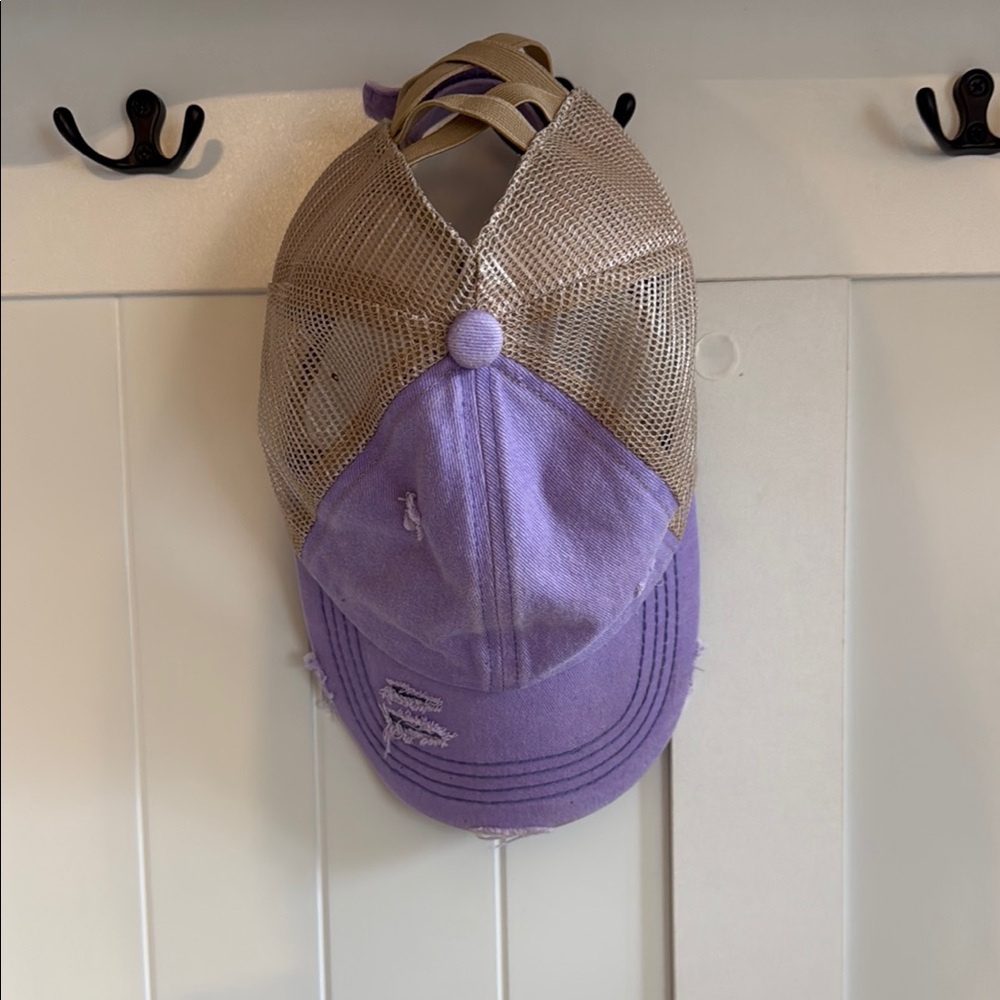 C.C Purple and Tan Baseball Hat for women with Adjustable Strap.
